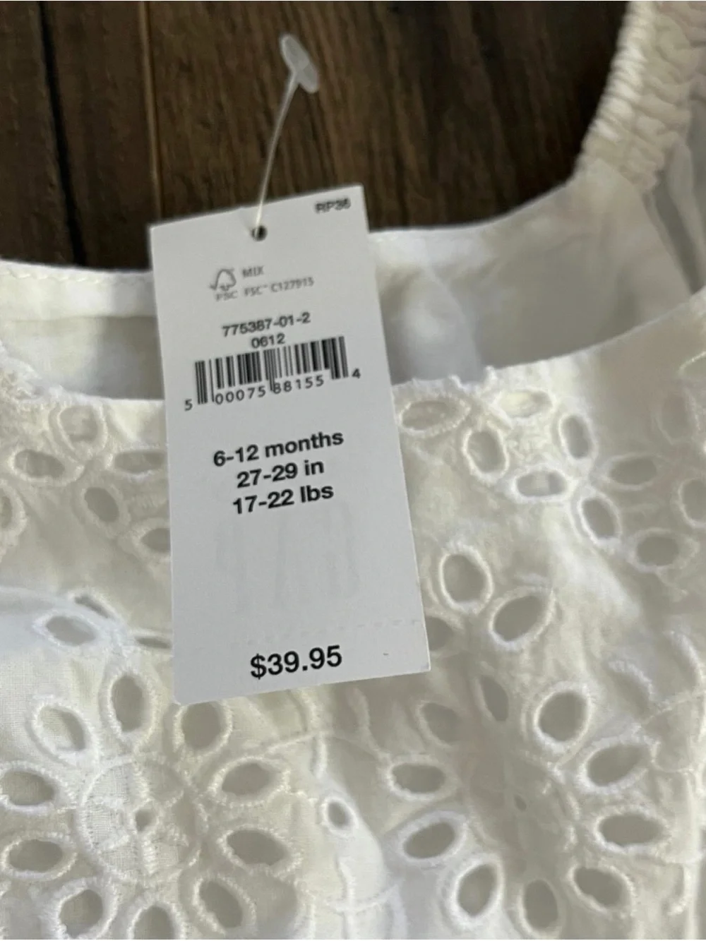 NWT GAP White Eyelet Cotton Flutter Sleeve Baby Girls' Dress